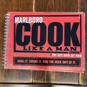 Collectible Marlboro Red and Black 'Cook Like a Man' Spiral Cookbook